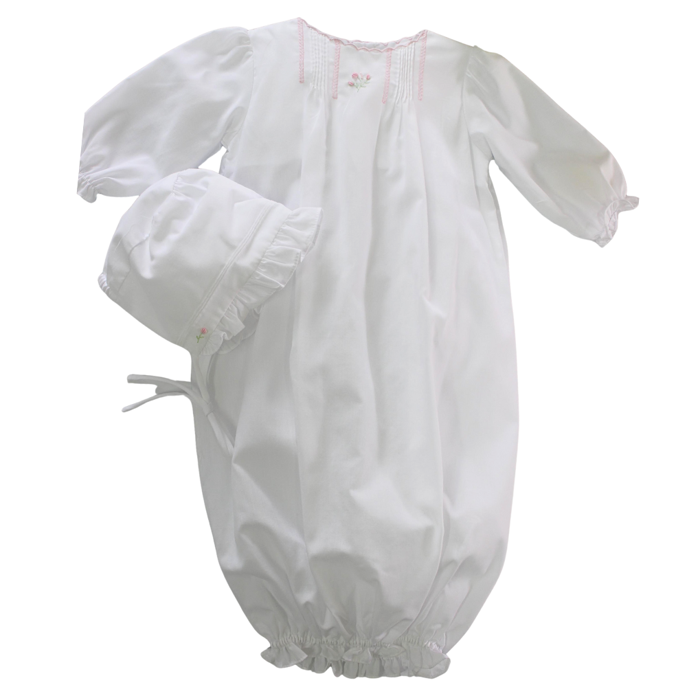 Newborn Pink Take Home Gown for Baby Girl Scallop Trim Newborn