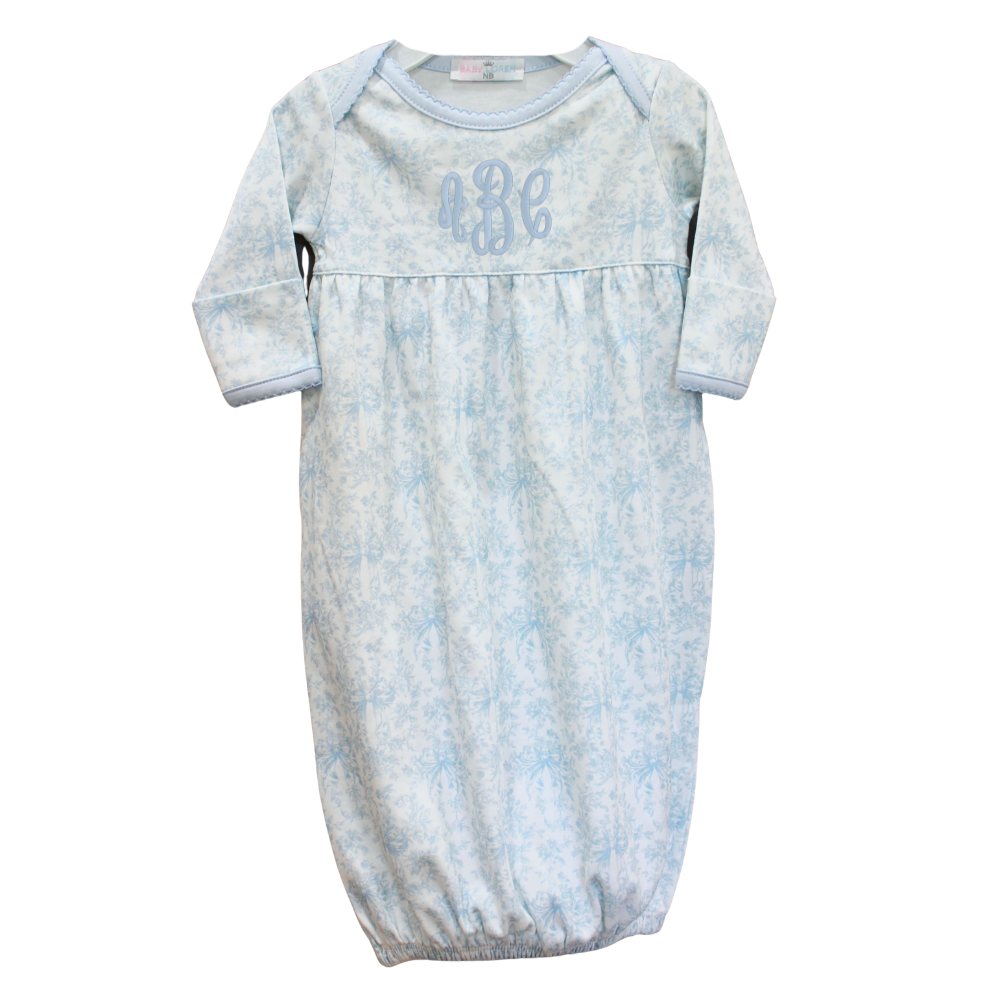 Baby girls elegant take home gown in toile design