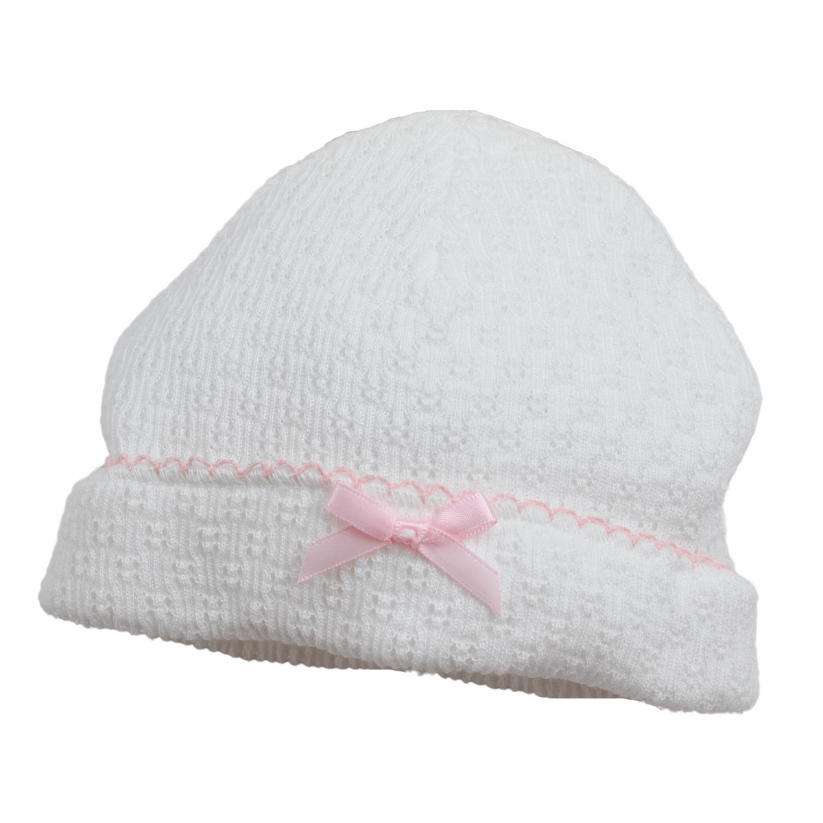Baby Girls White &amp; Pink Take Home Hat