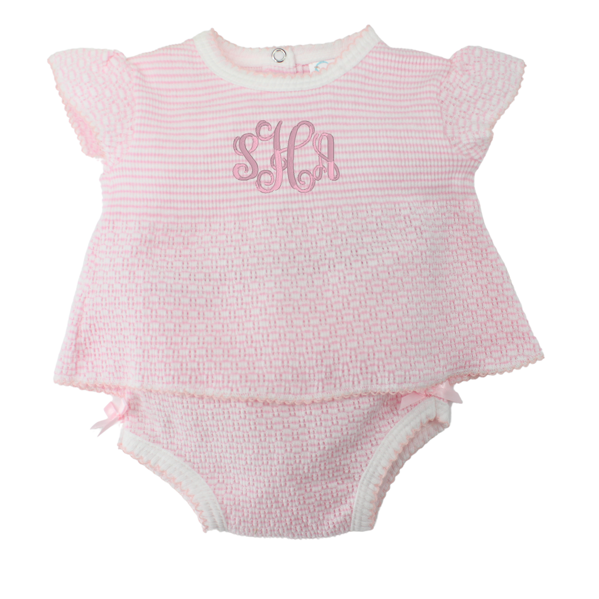 Paty Baby Girls Pink Diaper Set with Bows
