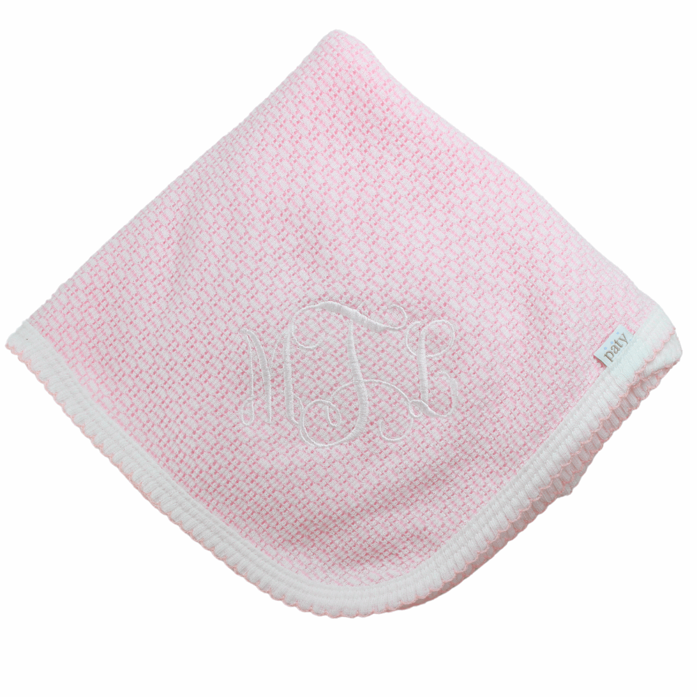 Girls Pink Knitted Receiving Blanket