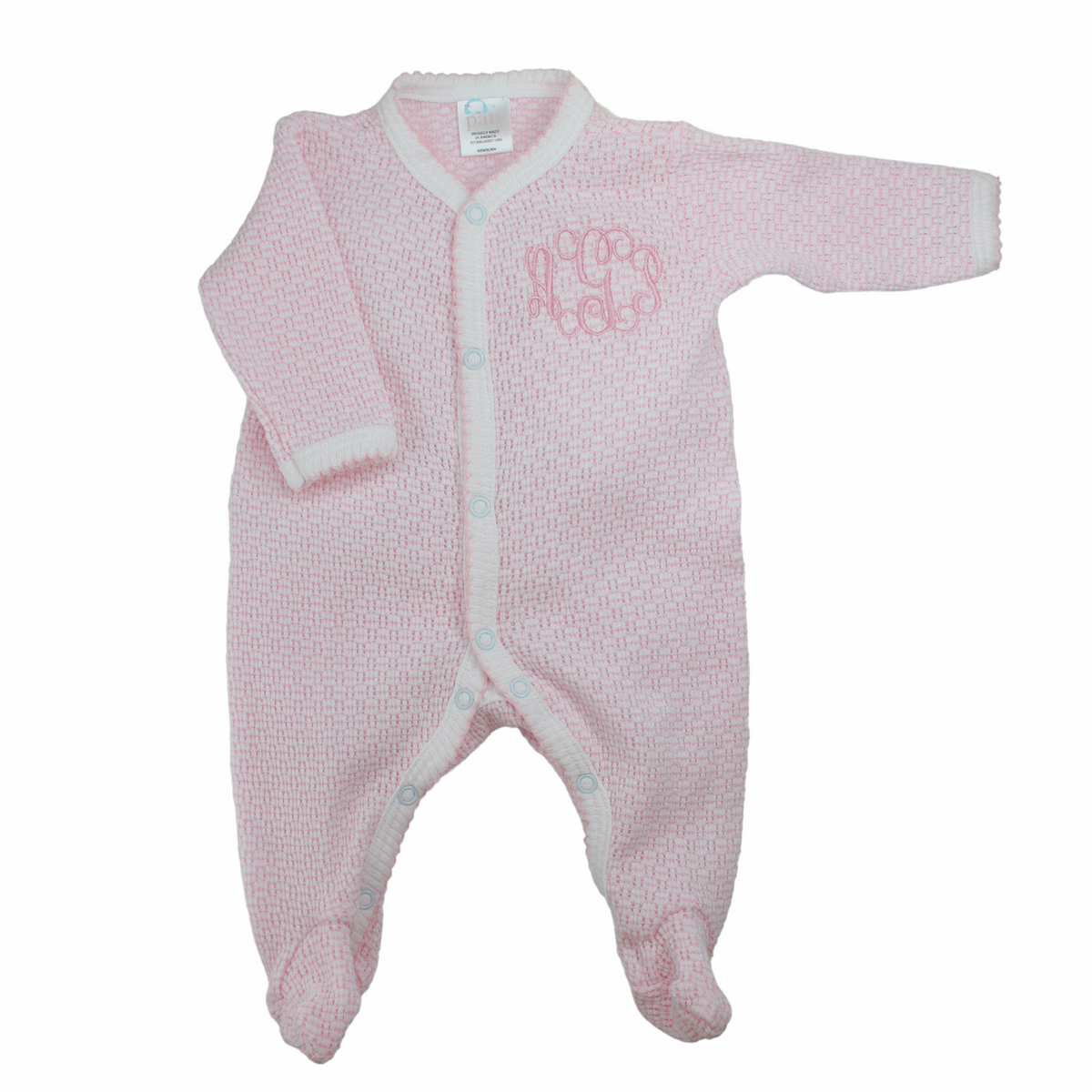 Girls pink footie onesie personalized take home outfit for newborn girl