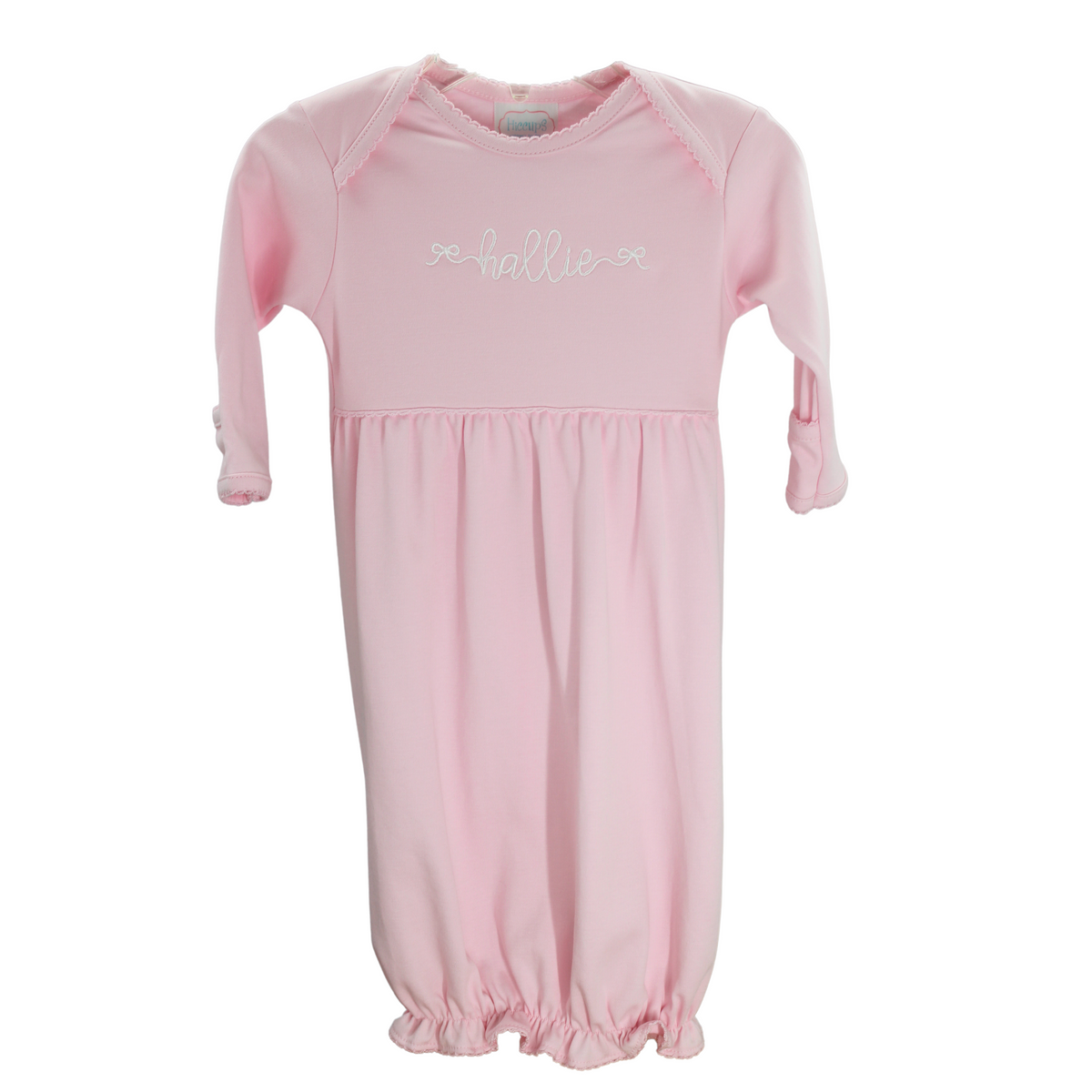 Baby Girls Pink Gown Pima Cotton Personalized Layette