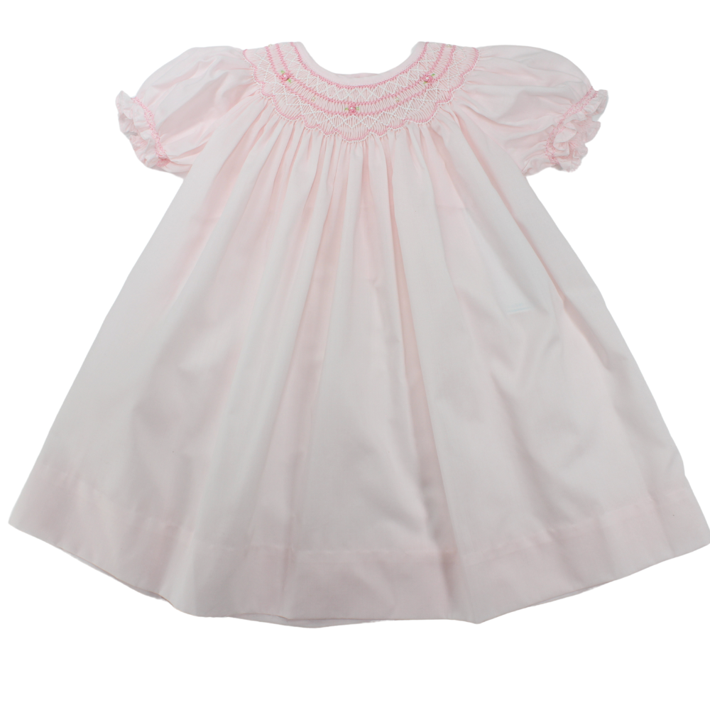 Infant Girls Pink Smocked Daygown &amp; Bonnet | Petit Ami