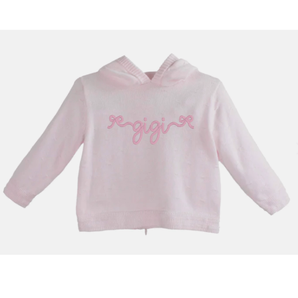 Baby Girls Pink Hooded Sweater | Petit Ami
