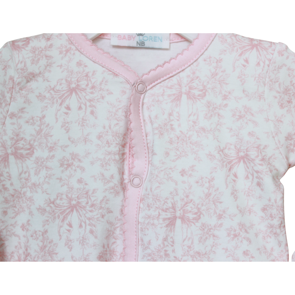 Baby Girls Pink Toile Footie Take Home Outfit | Baby Loren