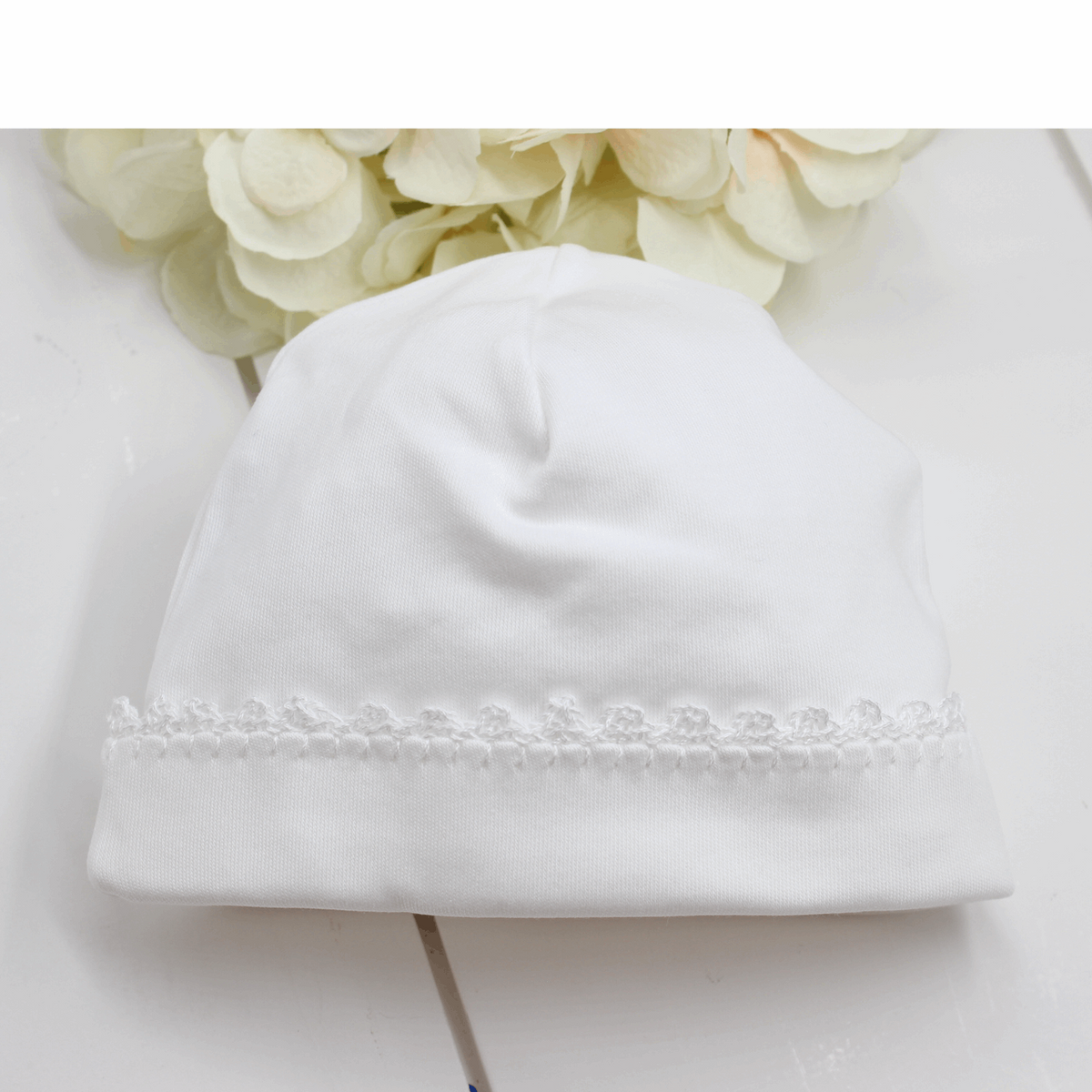 White Take Home Hat Crochet Trim Unisex