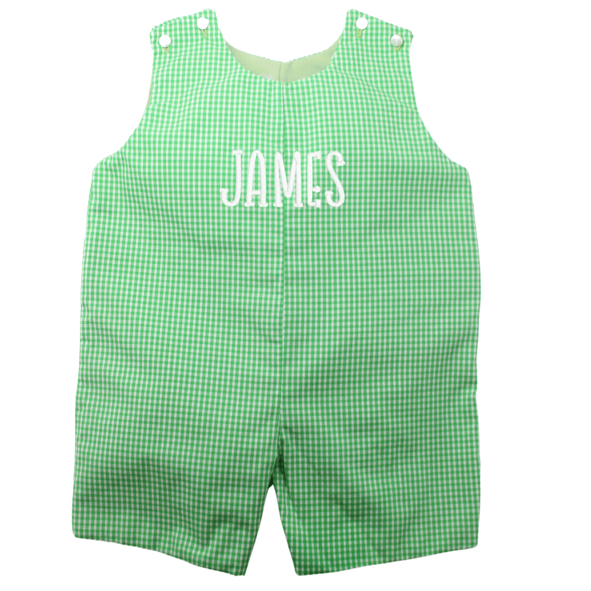 Baby Boys Green Gingham Shortall Romper | Rosalina