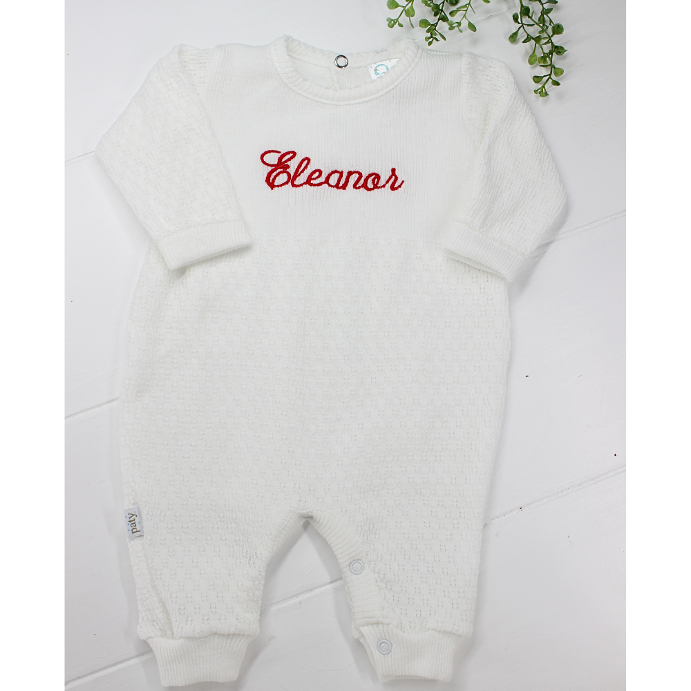 White Unisex Layette Romper Knitted Paty Inc