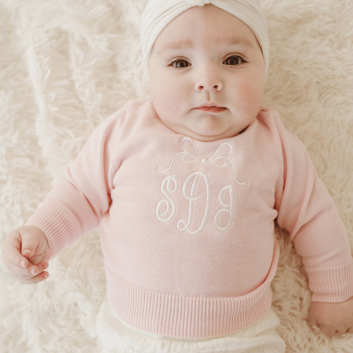 Baby Girl Pink Sweater Monogrammed