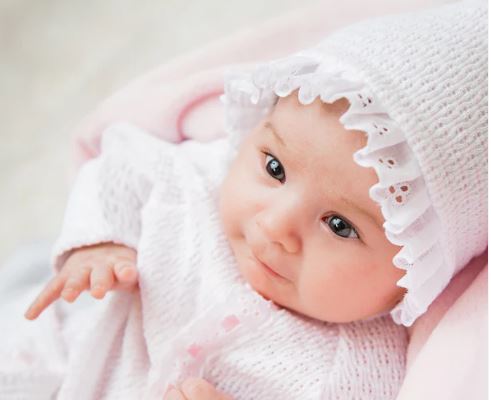 Paty Baby Bonnet White Pink Eyelet