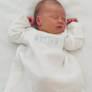 Paty Gown Baby Boy White Blue Monogrammed
