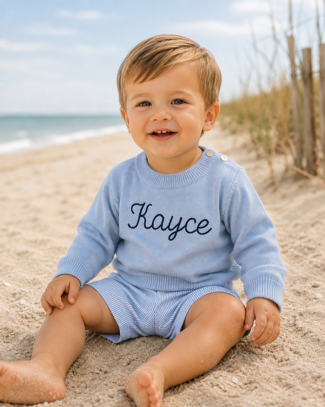 Baby Toddler Blue Crewneck Sweater