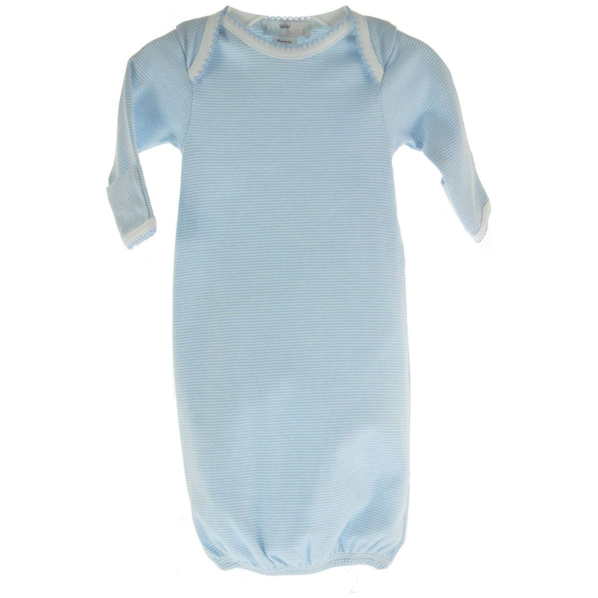 Baby Boy Gown Blue Stripes Pima Cotton