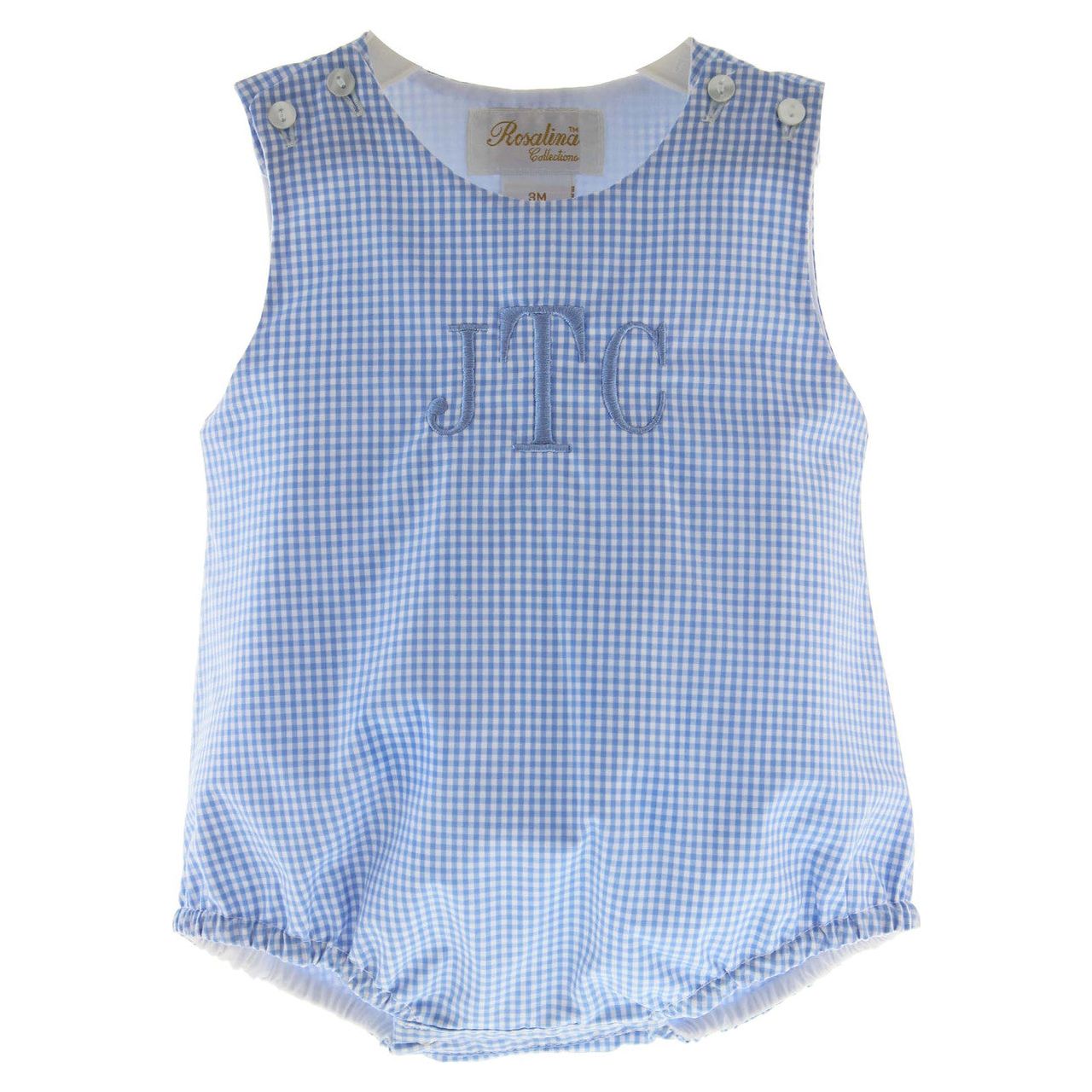 Baby Boys Sleeveless Bubble Outfit Blue Gingham Hiccups