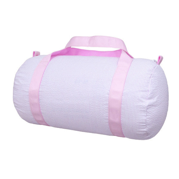 Pink Seersucker Medium Size Duffle Travel Bag