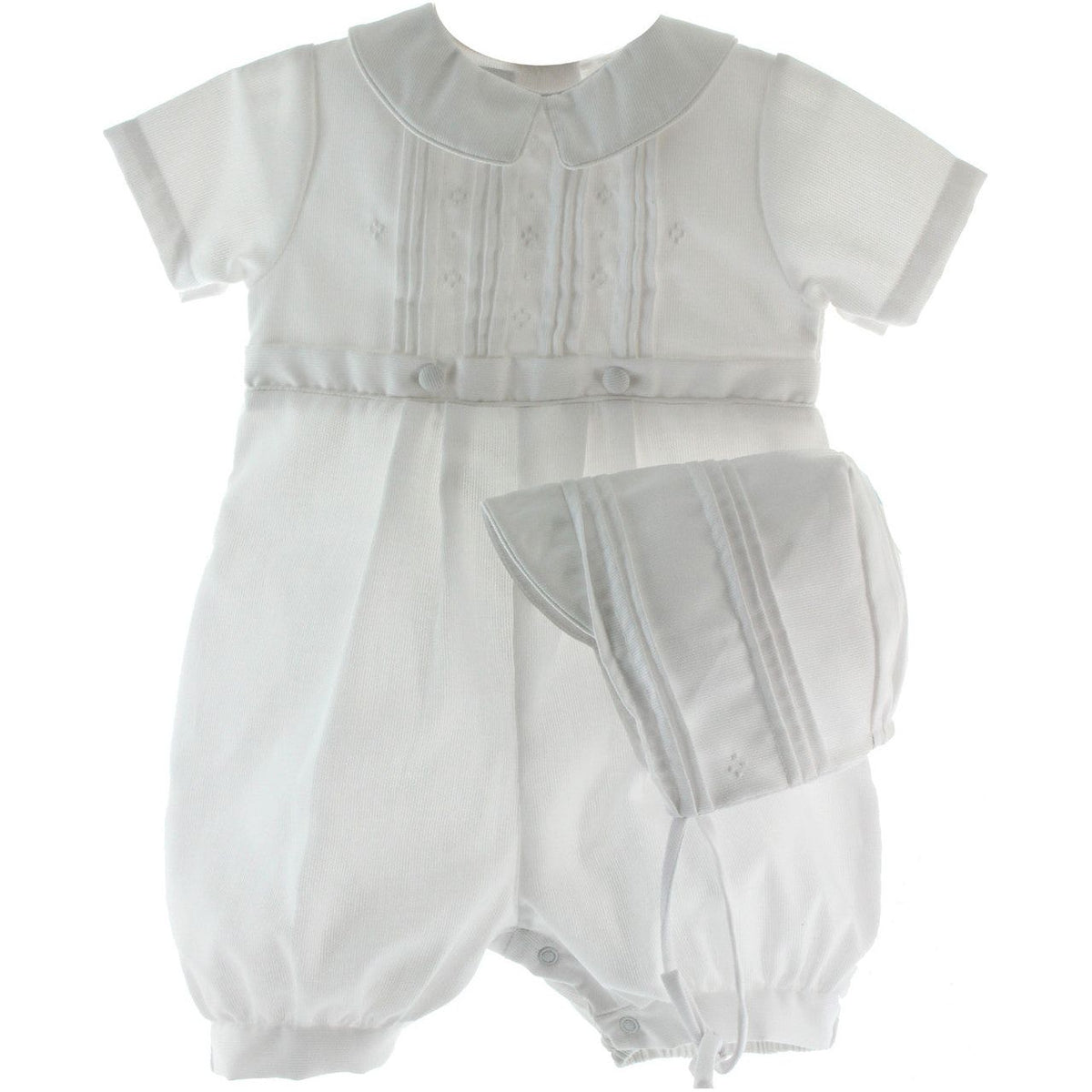 Baby Boys White Baptism Christening Outfit &amp; Hat Set