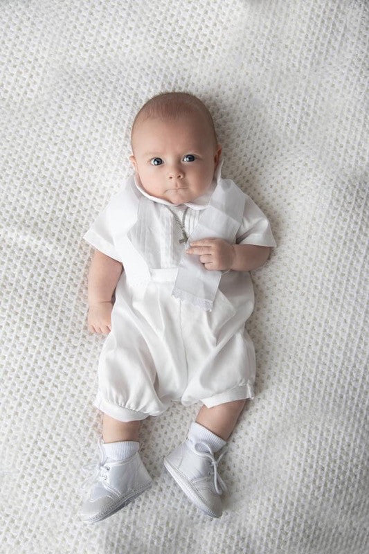 Baby Boys White Baptism Christening Outfit &amp; Hat Set