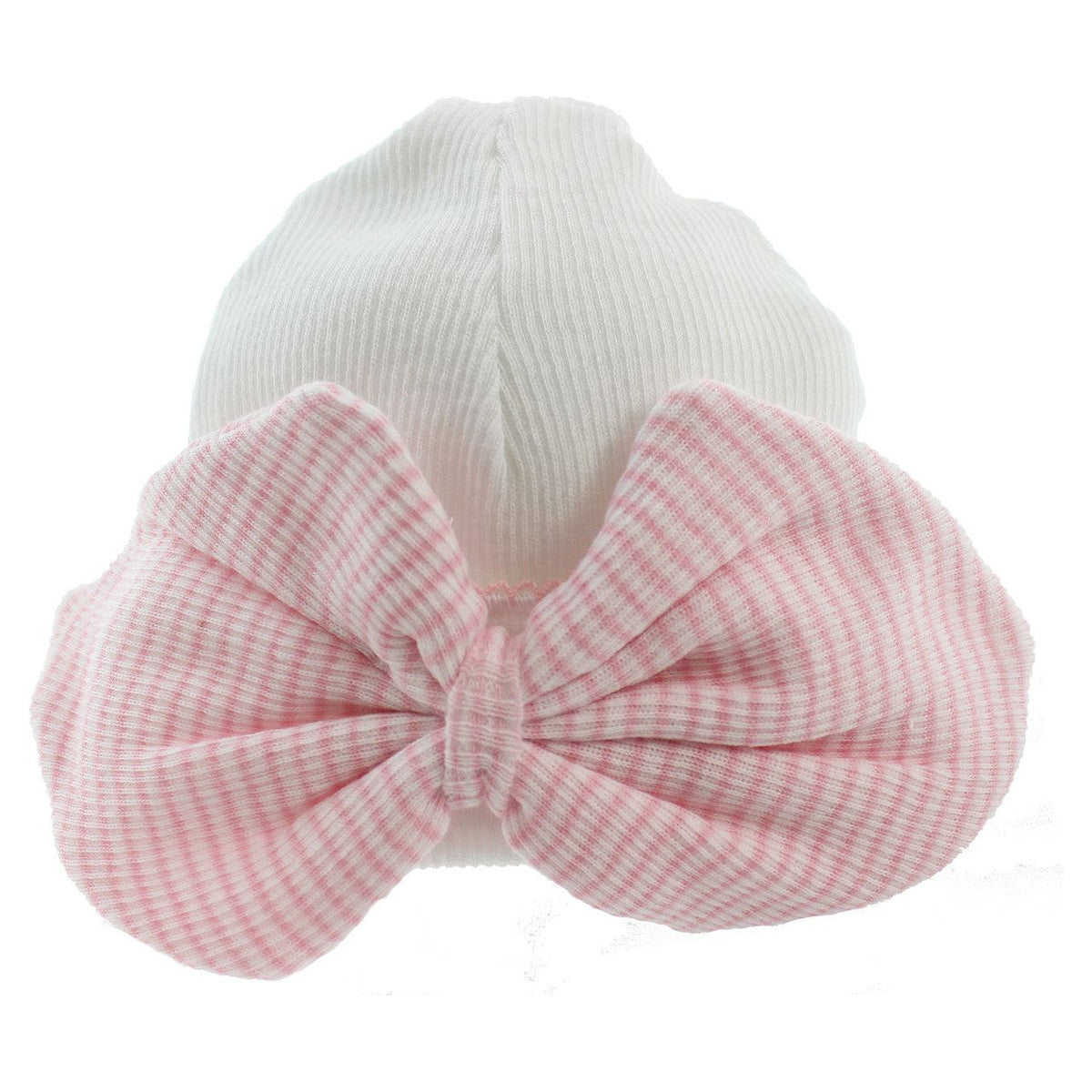 Baby Girls White Take Home Hat Big Pink Bow