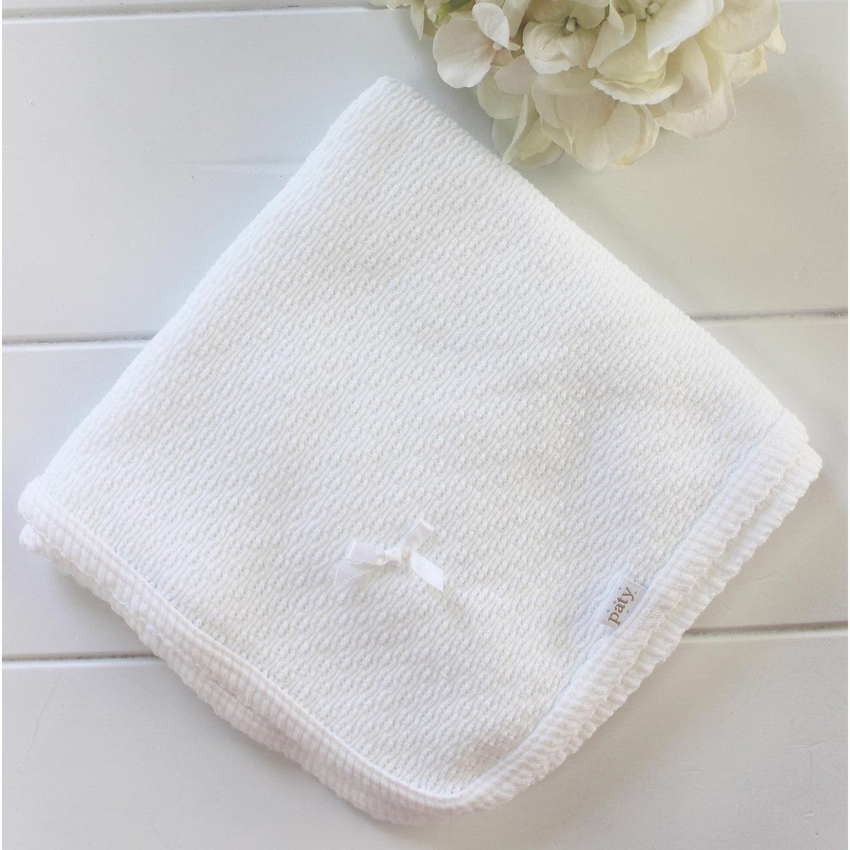 Unisex White Baby Receiving Blanket Monogrammable
