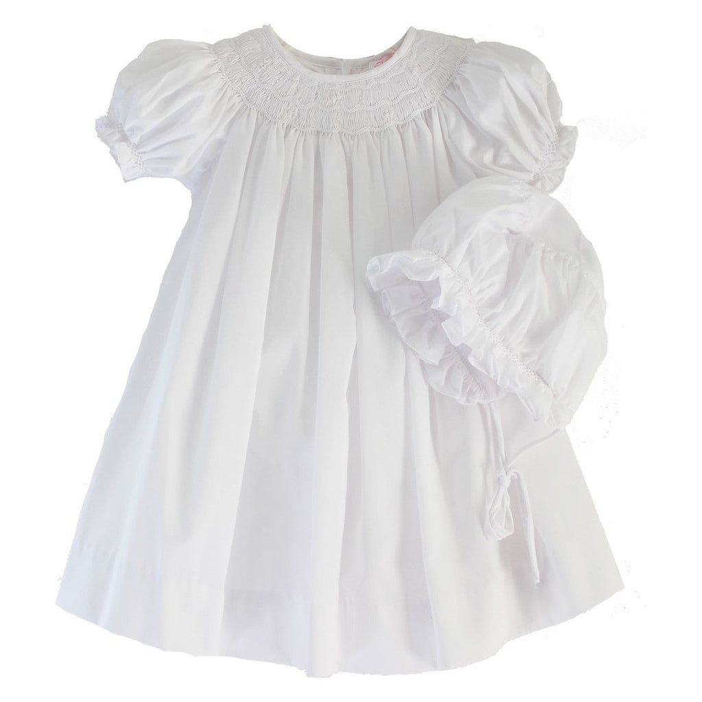 smocked white dress White Smocked Bishop Dress for Baby Girl | Children's Clothing Boutique