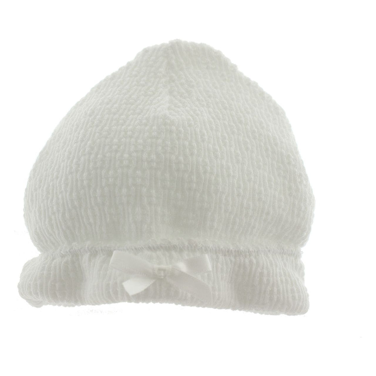 White Knitted Baby Layette Hat Unisex