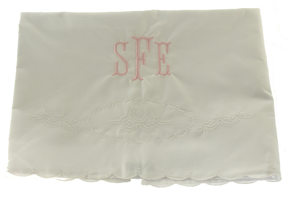 Feltman White Blanket Scalloped Edge | Personalized Christening Gift