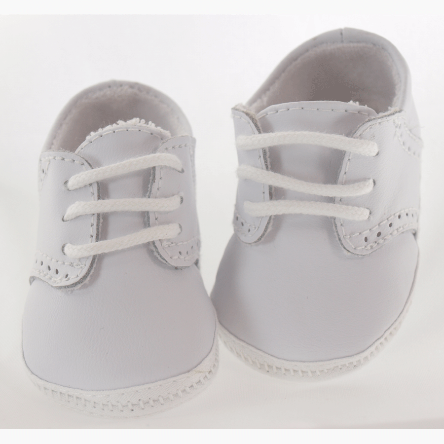Infant Boys White Leather Saddle Oxford Crib Shoes